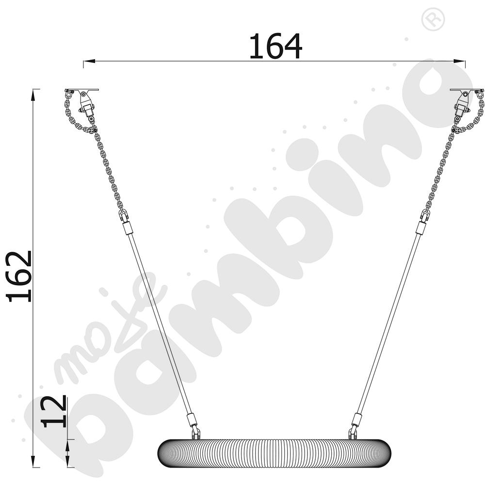 Zawiesie z siedziskiem typu Bocianie gniazdo 100 cm - czarne