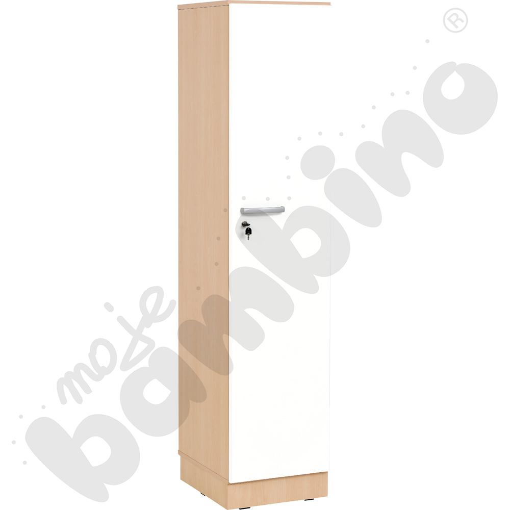 Szafa ubraniowa Grande niska 1 os., gł. 49,8 - skrzynia klon jasny i białe drzwi
