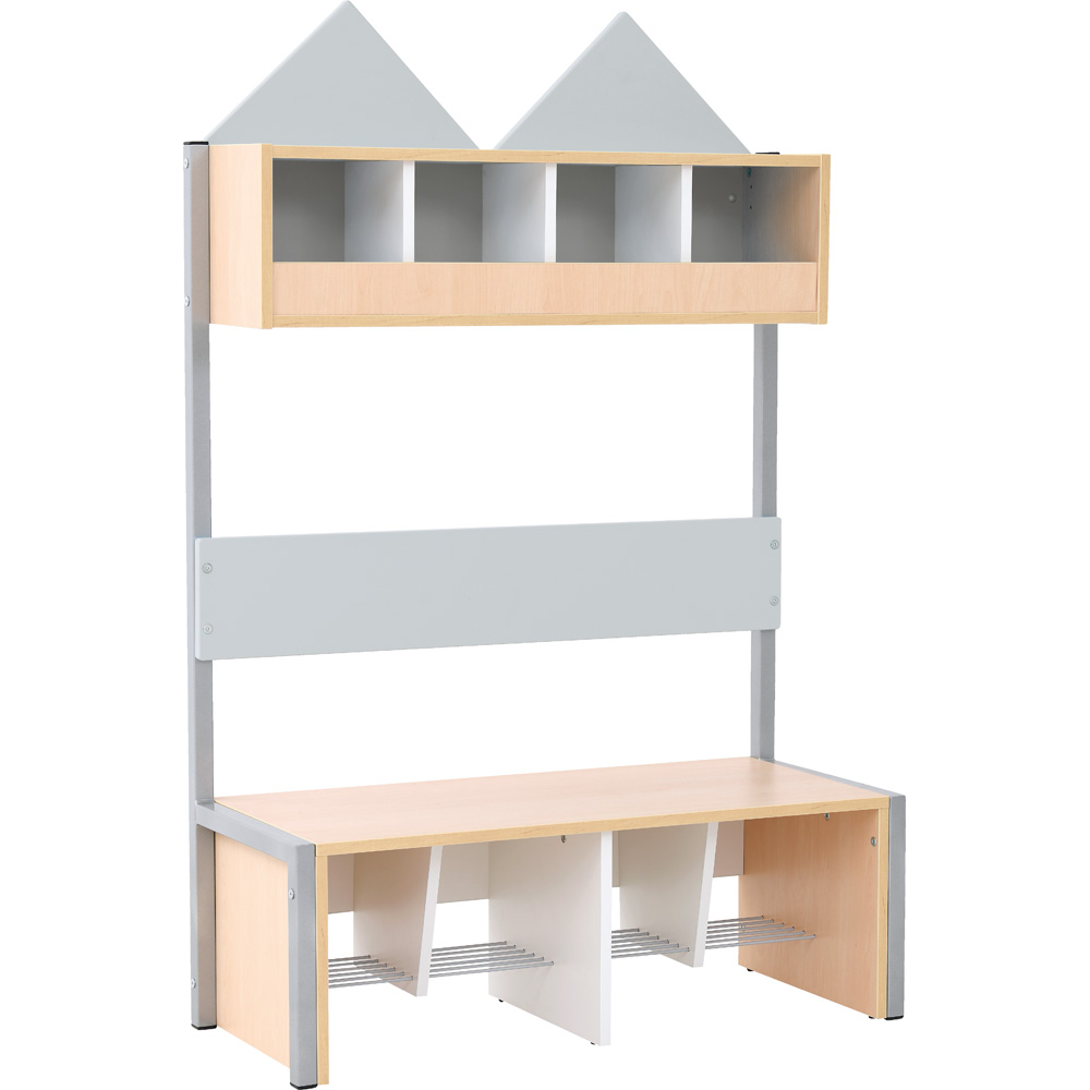 Šatňa Domček s konštrukciou, pre 4 osoby, šírka 99 cm, sivá, korpus javor