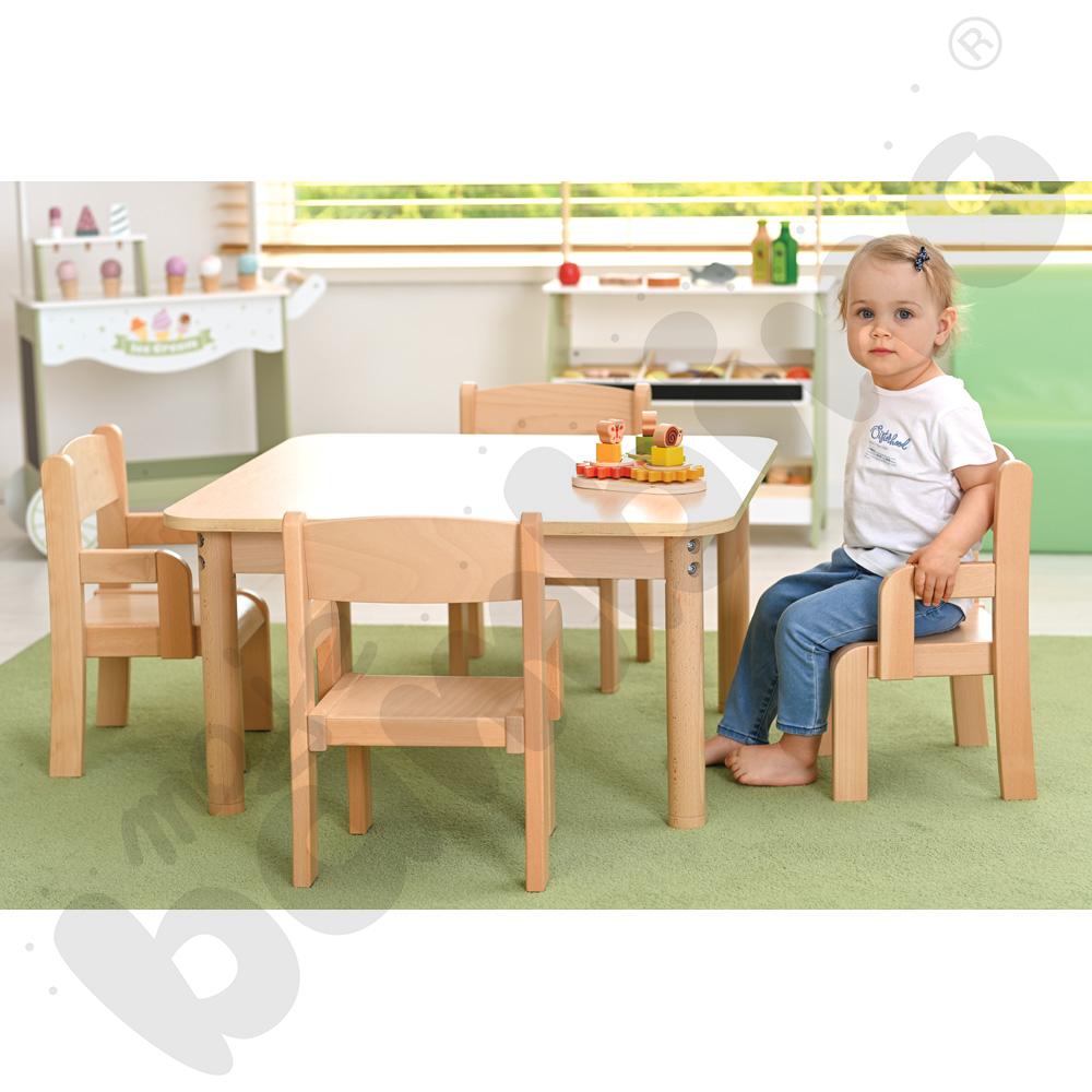 Stół kwadratowy klon z 4 krzesłami Krzyś bukowymi, rozm. 0