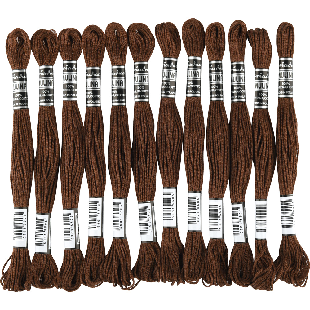 Priadza na vyšívanie Mulina hnedá, 12 ks
