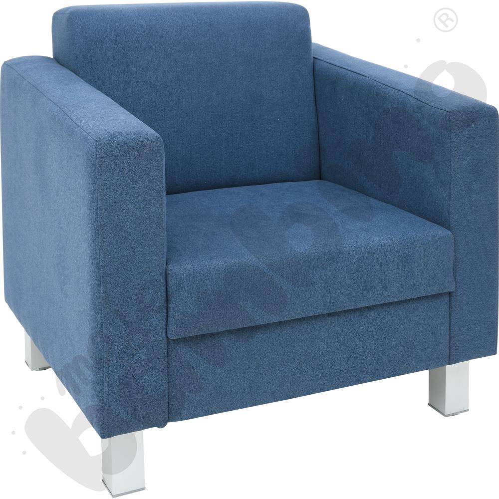 Fotel Relax granatowy - kwadratowe nóżki