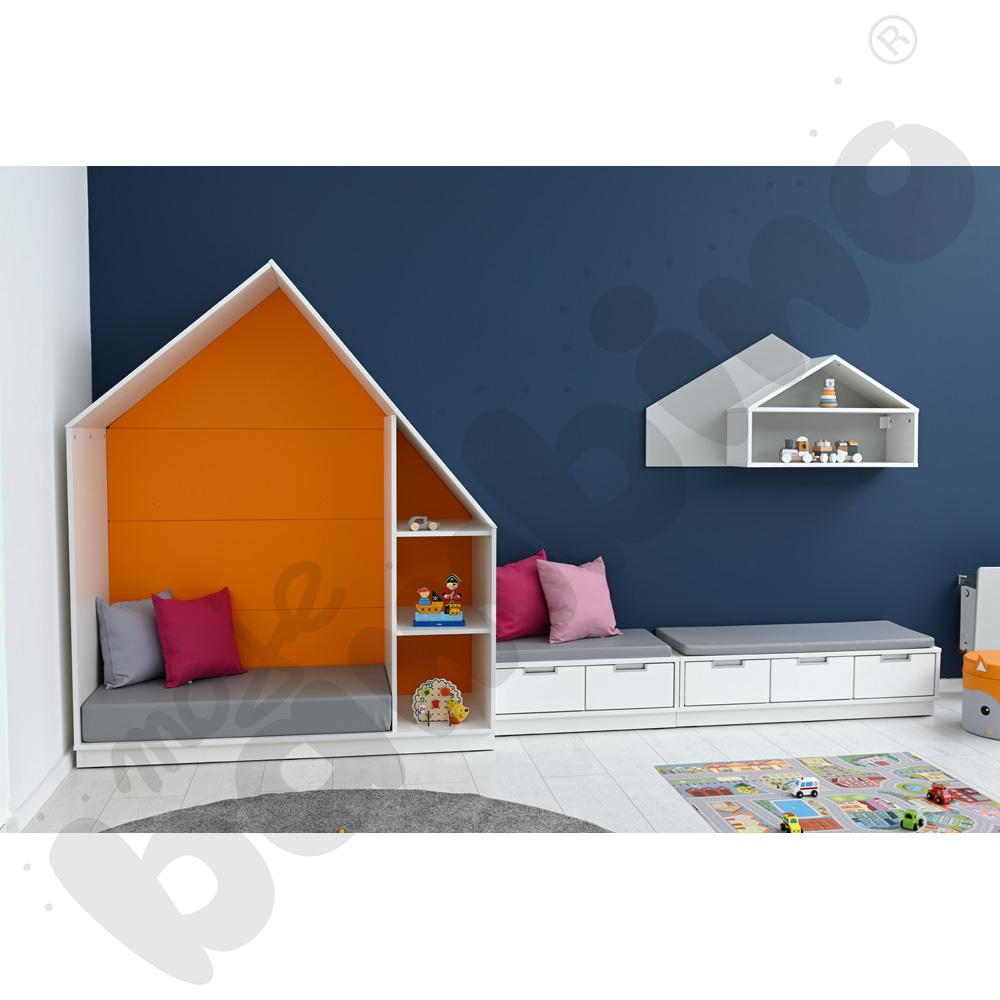 Szafka wisząca Wika - domek Quadro szary, skrzynia biała