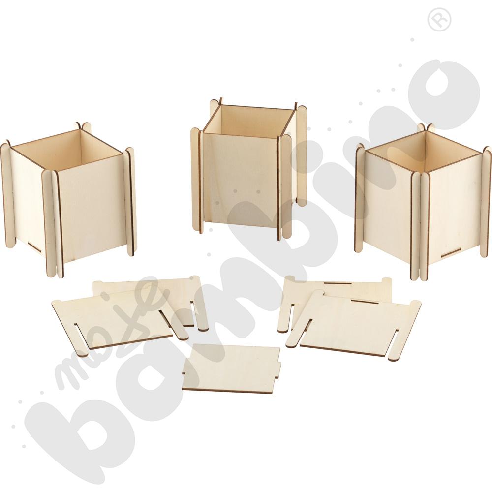 Drewniane doniczki do ozdabiania, 4 szt.