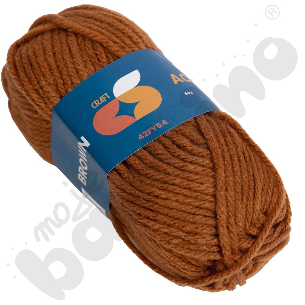 Włóczka akrylowa brązowa, 50 g