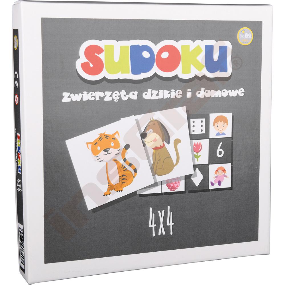 Oboustranné sudoku 4 x 4 – divoká a domácí zvířata