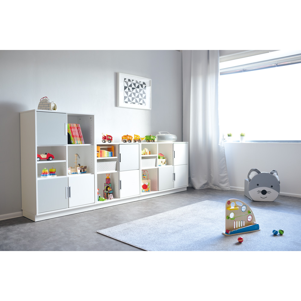 Quadro - regál L s predelom a 2 policami, biela  