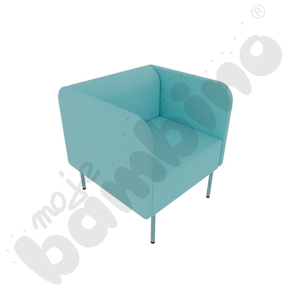 Fotel Versa z plastikowymi stopkami, stelaż turkusowy, tkanina RO20