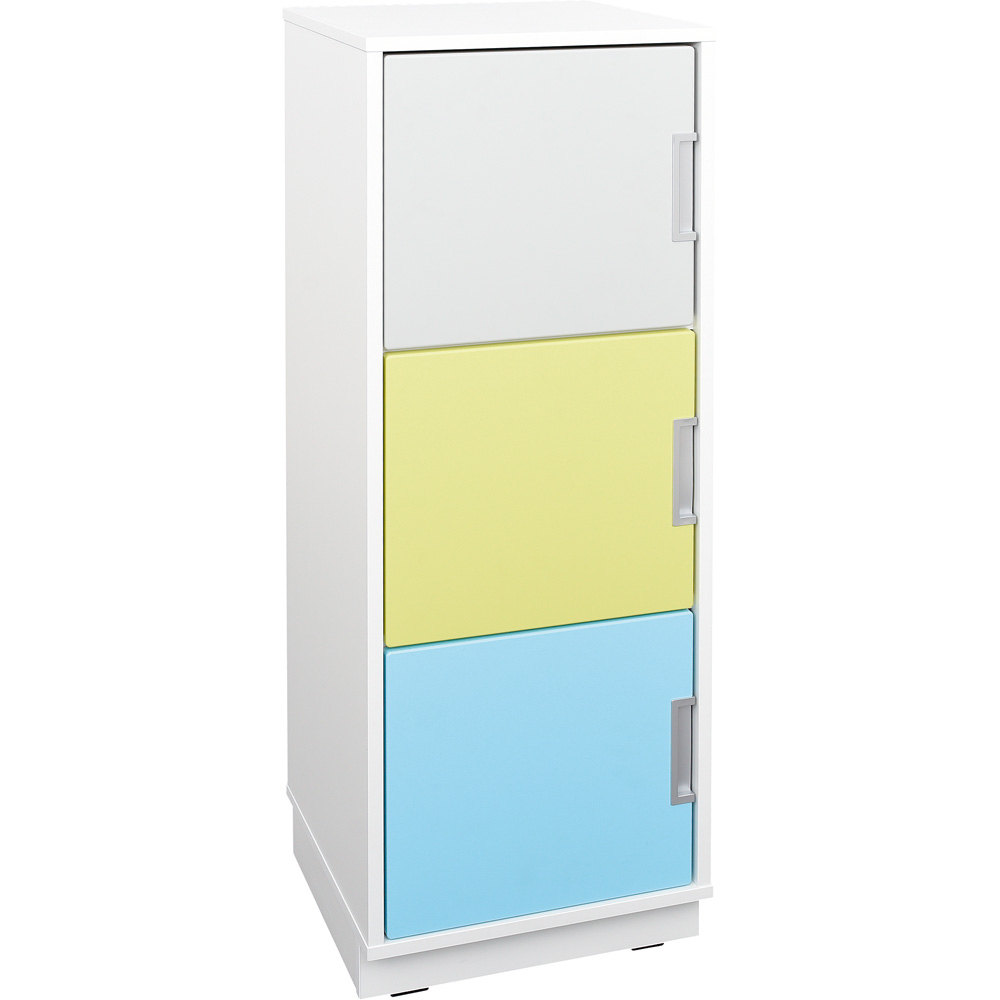 Quadro - stĺpová skrinka L s 2 policami, biela 