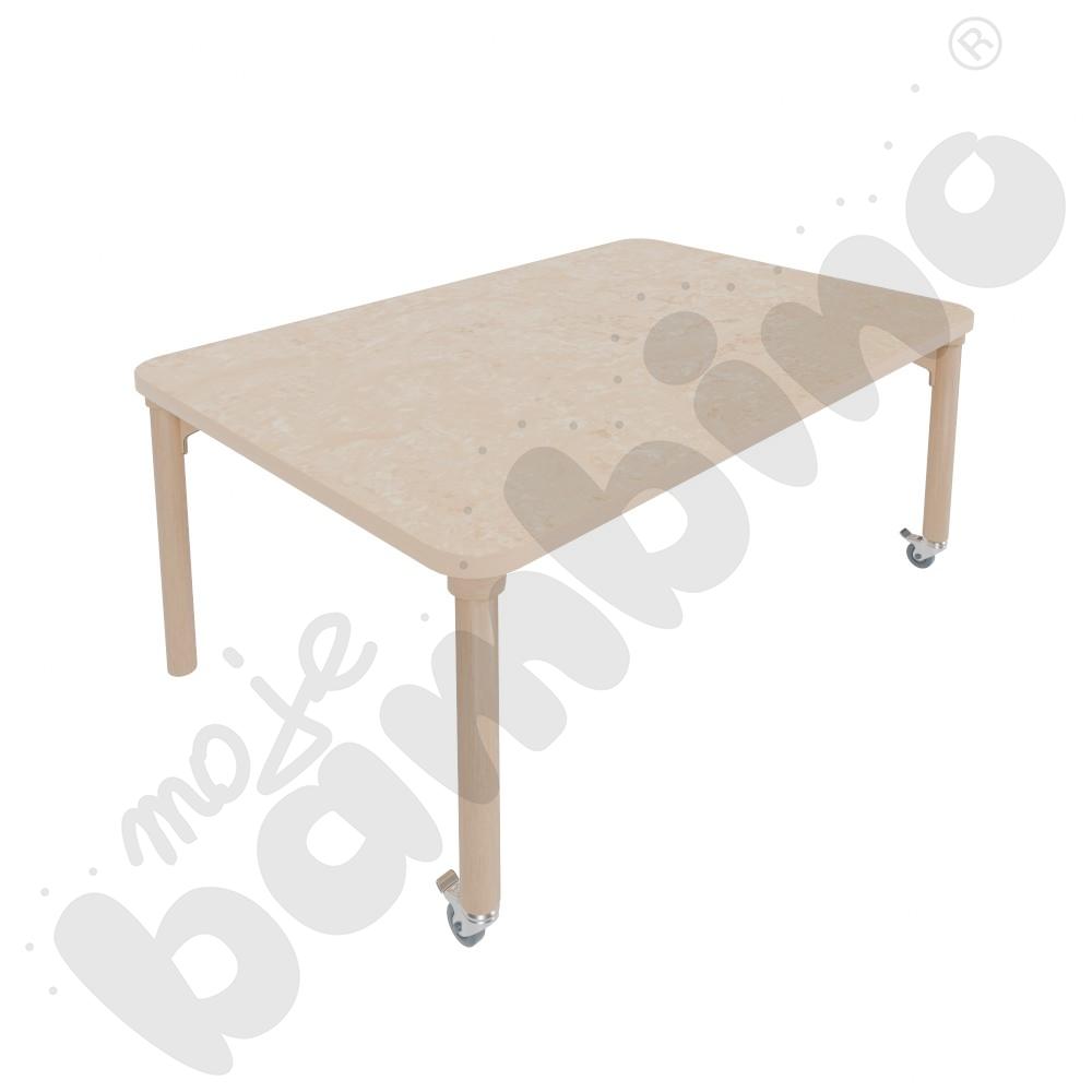 Stół Marcus 120 x 80 cm, rozm. 2, nogi drewniane brzozowe z 2 kółkami, blat cichy beżowy, obrzeże ABS
