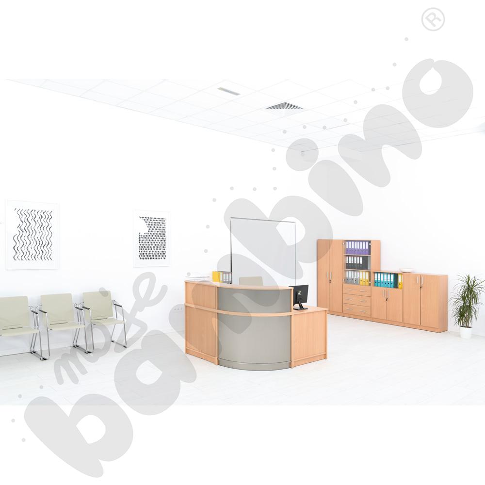 Narożna lada recepcyjna - buk