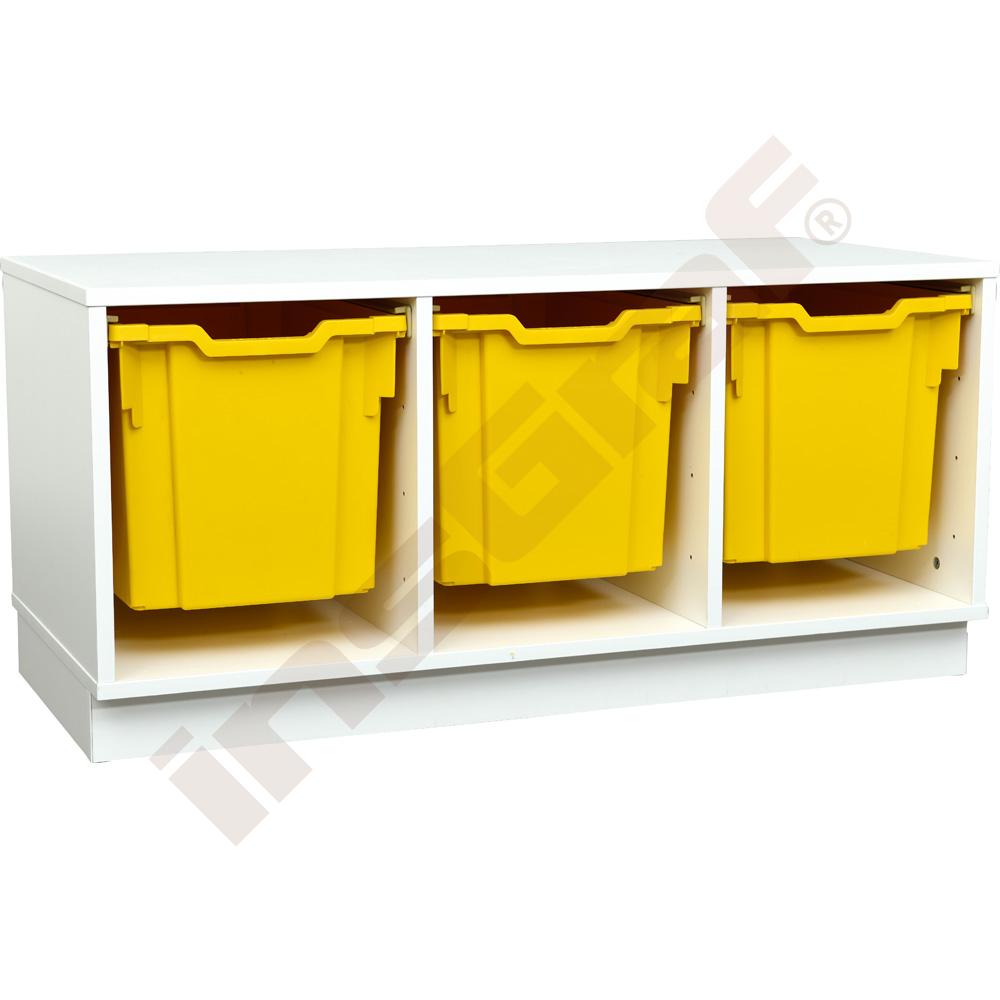 Quadro – skrinka S na plastové úložné boxy – s 2 predelmi, biela