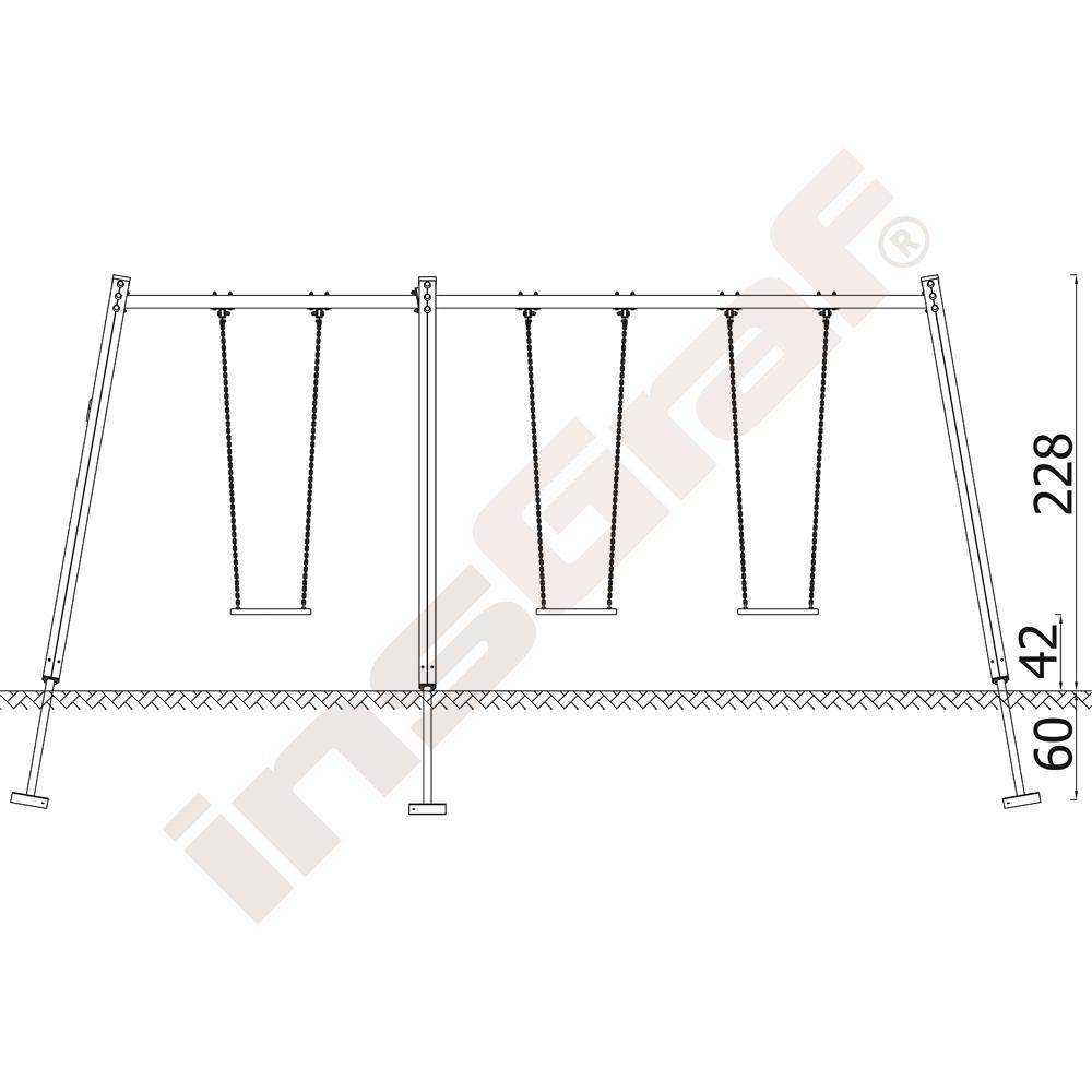 Quadro Simple - konštrukcia pre 3-osobovú drevenú hojdačku