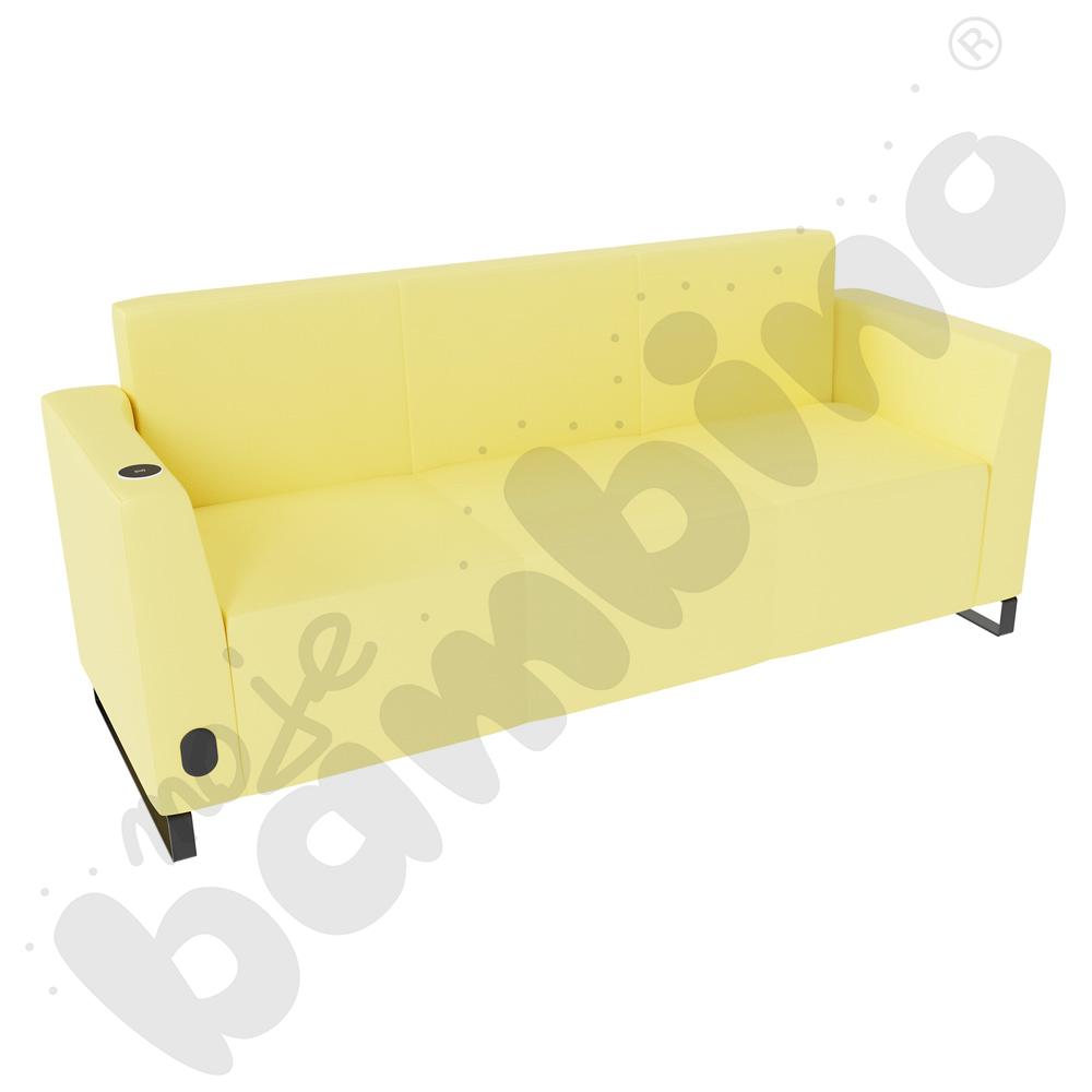 Sofa Universum 3-os. wys. 82 cm, 2 boki niskie, lewy z gniazdkiem elektrycznym i indukcją, tkanina MT10