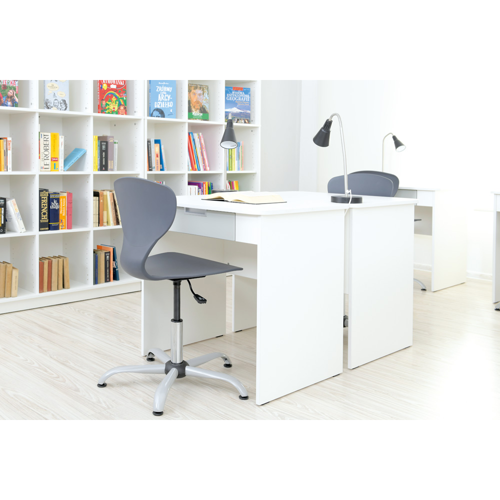 Quadro  - písací stôl so širokou zásuvkou - sivý, biely korpus