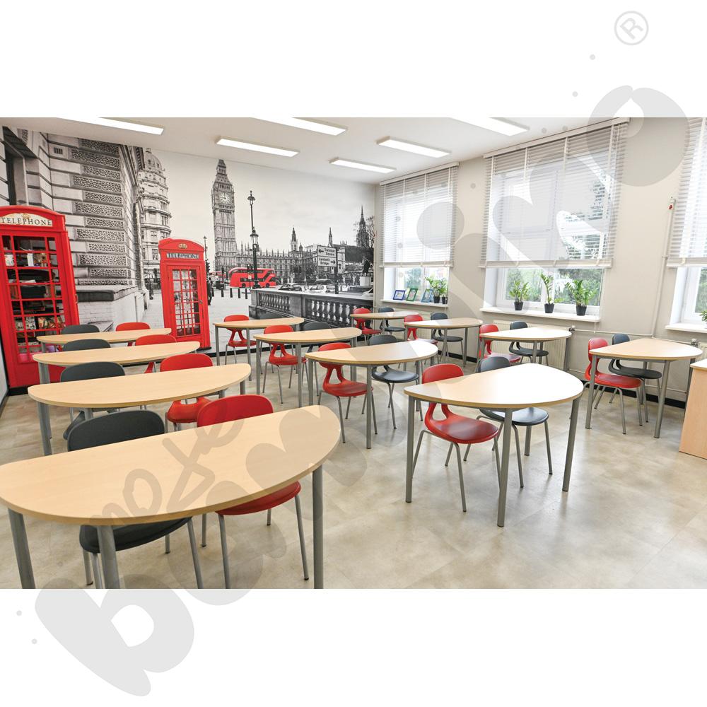 Stół Mila półokrągły 140x70, blat brzoza, narożniki zaokrąglone, rozm. 6