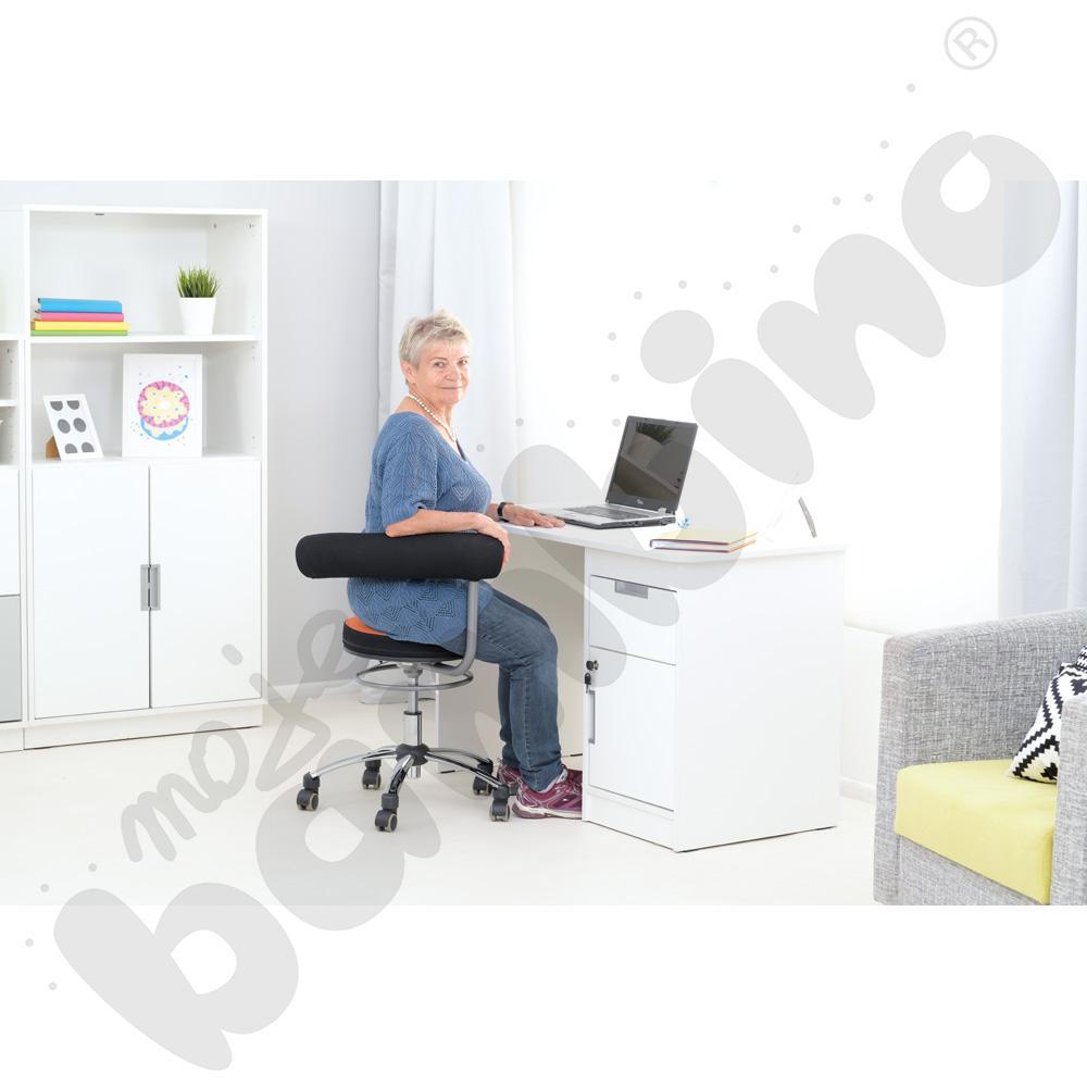 Quadro - biurko z szufladą i szafką 90, cichy domyk  - białe, w białej skrzyni