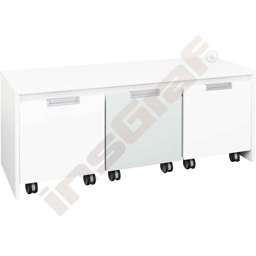 Quadro - lavička nad 3 malé úložné boxy, biela