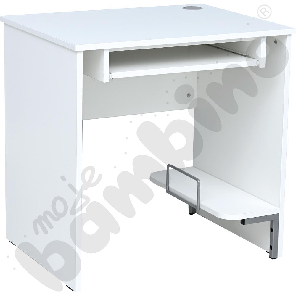 Stolik komputerowy STANDARD  z półką na komputer i szufladą na klawiaturę - biały