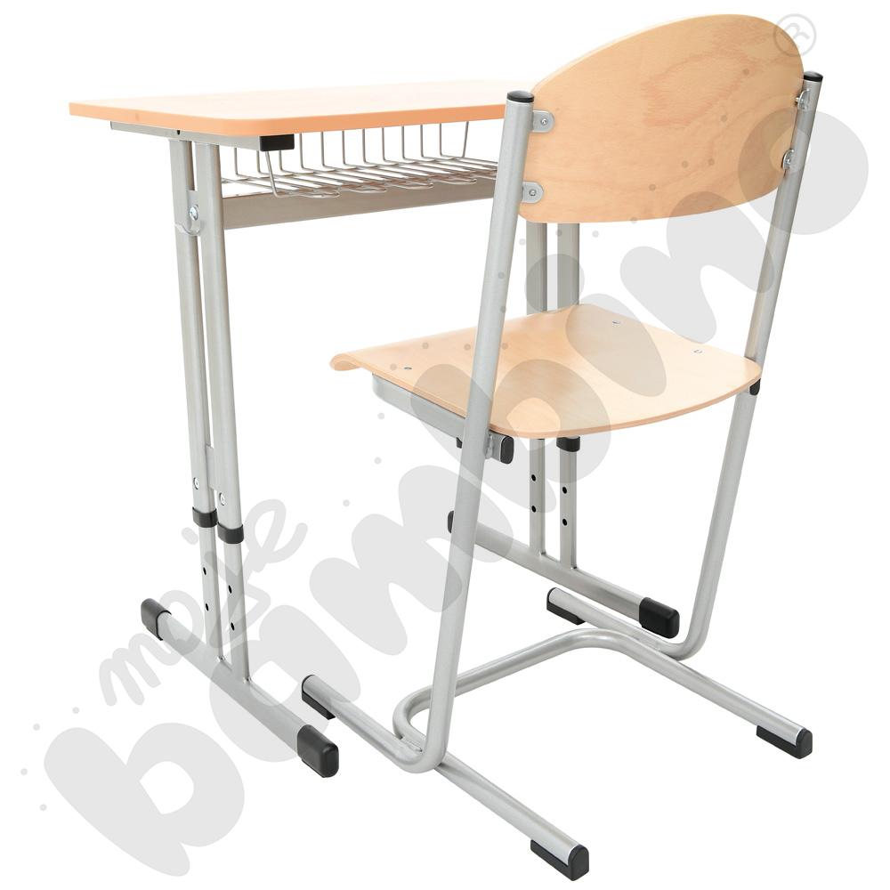 Stół IN-R 70x50 rozm. 3-7, 1-os., stelaż aluminium, blat buk, obrzeże PU, narożniki zaokrąglone