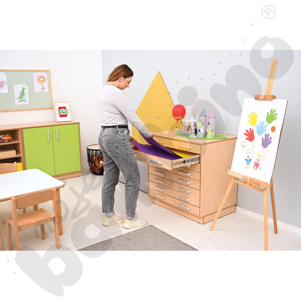 Szafka Flexi D z szerokimi szufladami na cokole, brzoza