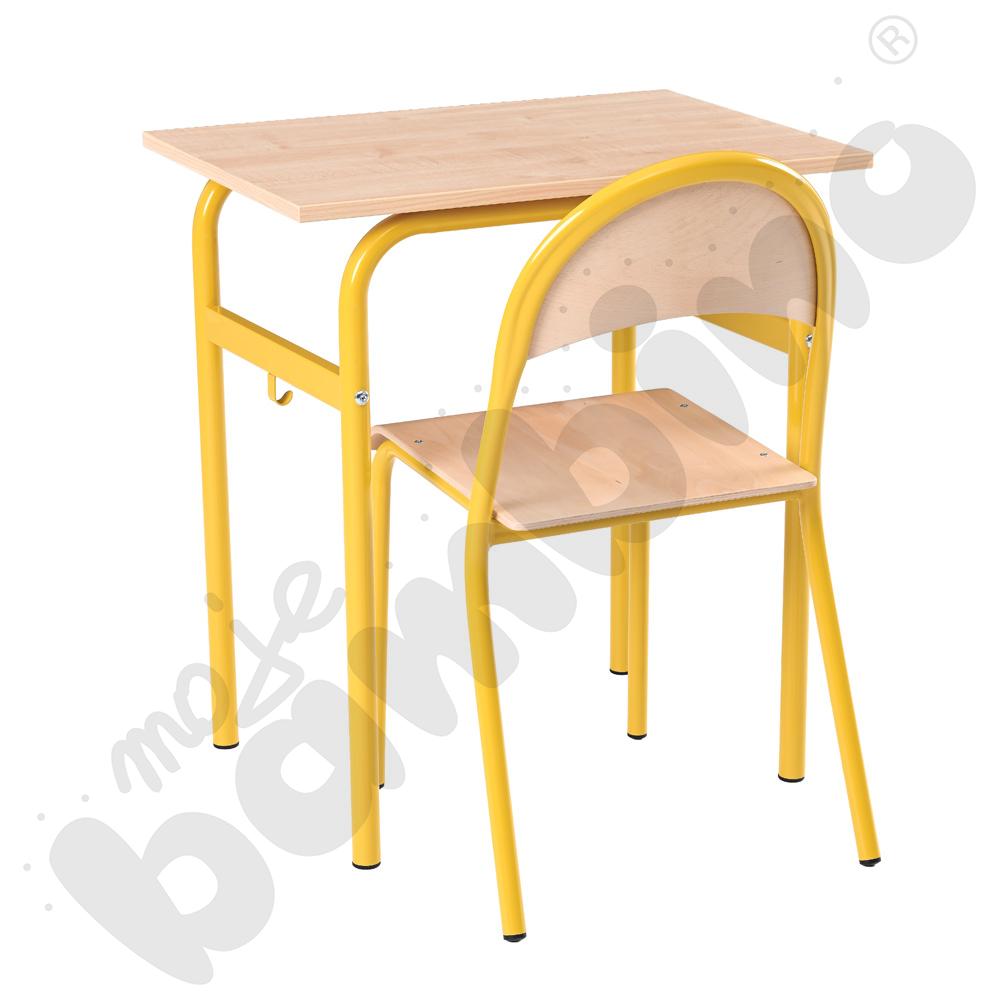 Stół Daniel 1-os. klon 375 z krzesłem P, rozm. 6, musztardowy