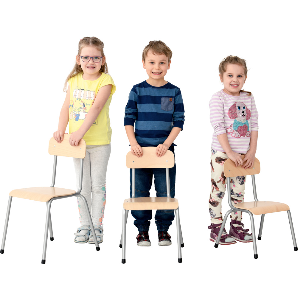 Stolička Bambino veľ. 2 - výška 31 cm - k stolom 53 cm - strieborná