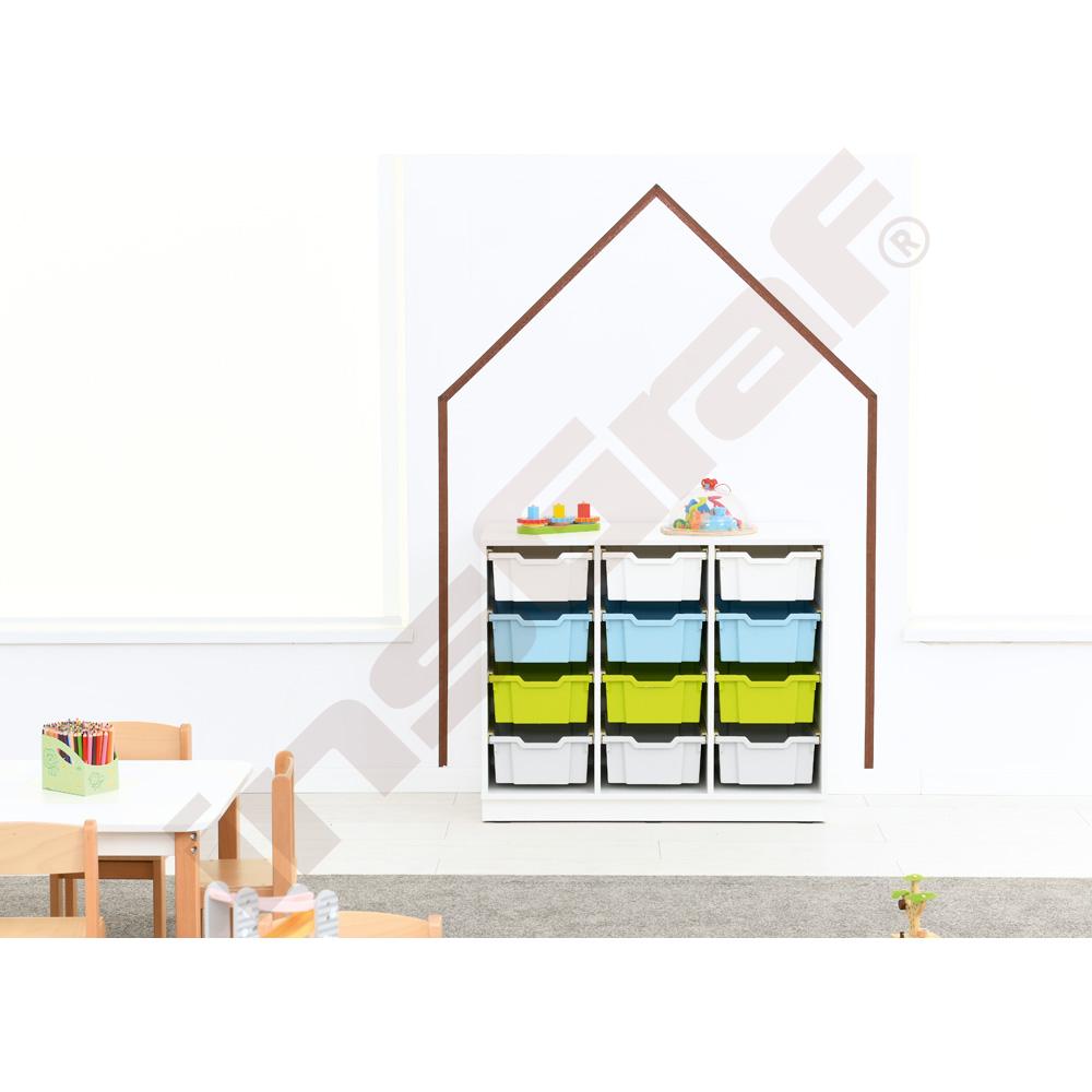 Quadro - skříňka M na plastové zásobníky, se 2 předěly - bílá 