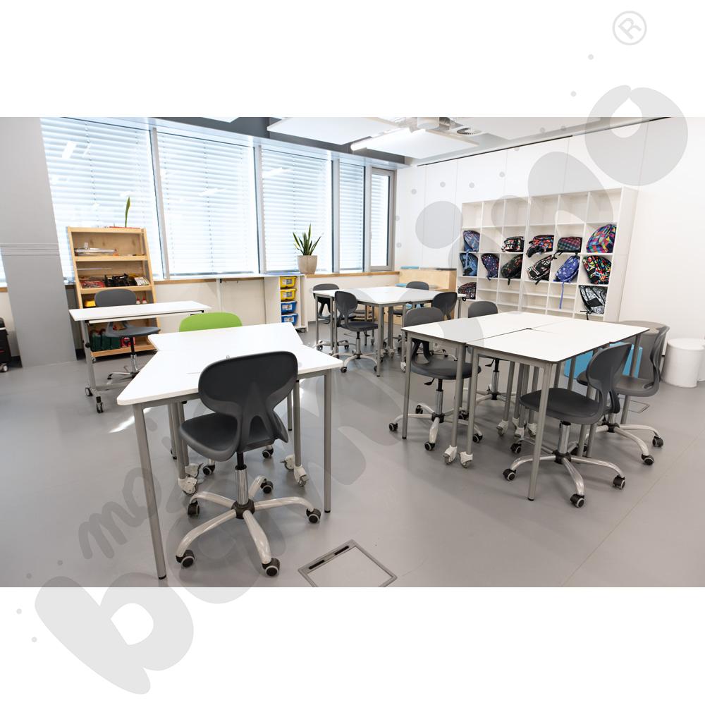 Quadro - regał L z 2 przegrodami i 2 półkami, biały