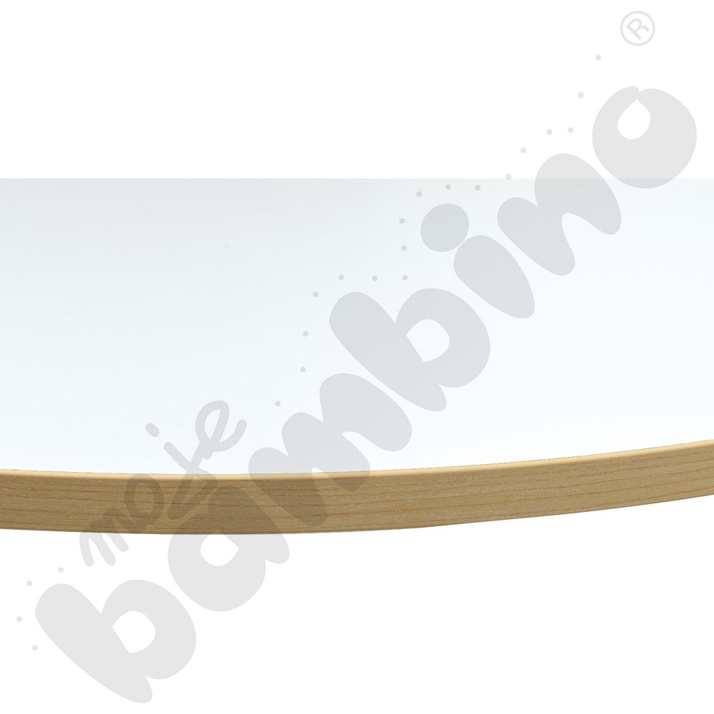 Stół Marcus okrągły 90 x 90 rozm. 3, stelaż drewniany brzozowy, stopka drewniana, blat HPL biały, narożniki zaokrąglone