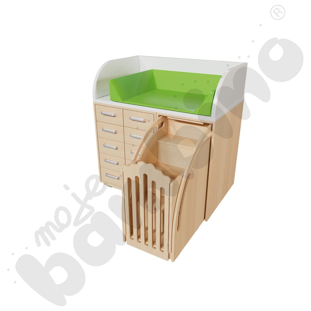 Przewijak, szer. 115 cm ze schodami - zielony materac