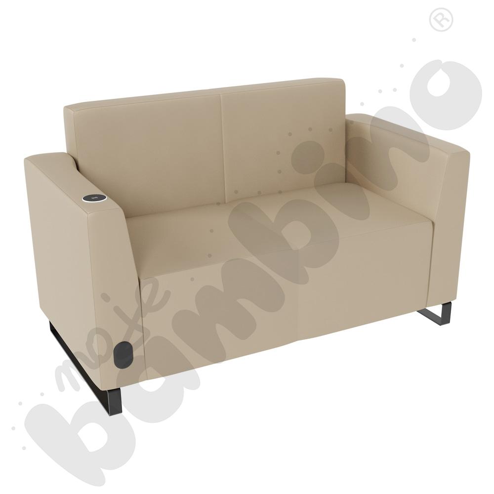 Sofa Universum 2-os. wys. 82 cm, 2 boki niskie, lewy z gniazdkiem elektrycznym i indukcją, tkanina MT05