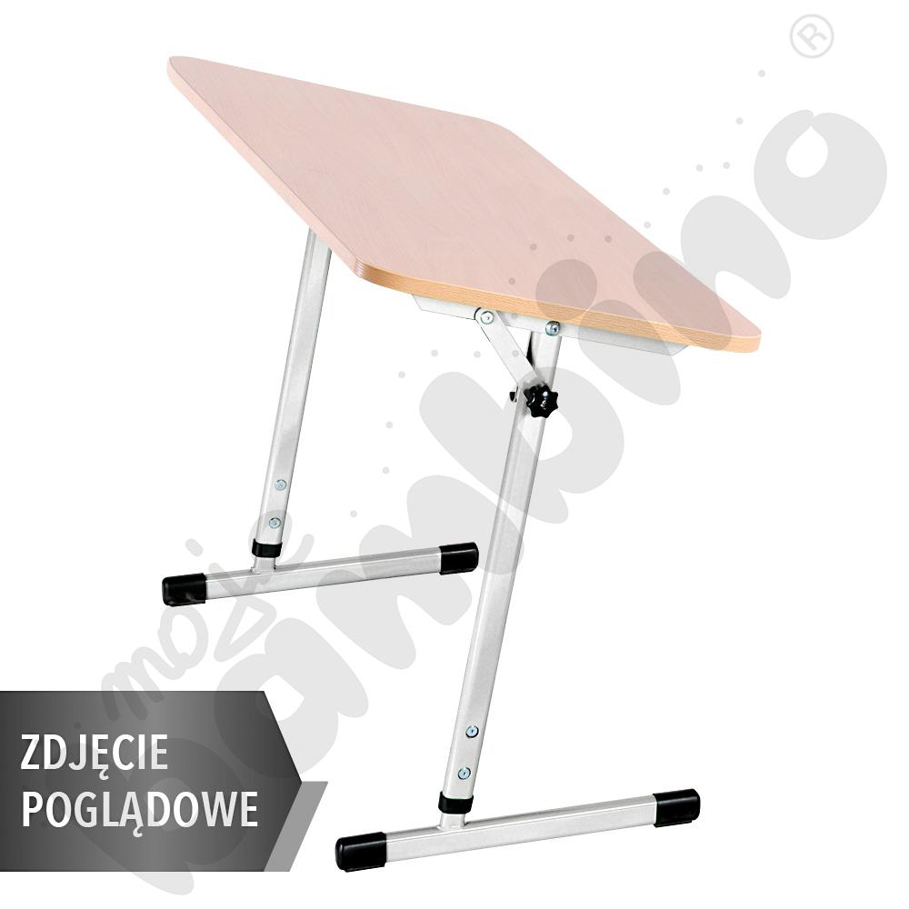 Stół T pochyły 100x50 rozm. 5-6, 1-os., stelaż aluminium, blat HPL buk, PO, narożniki zaokrąglone