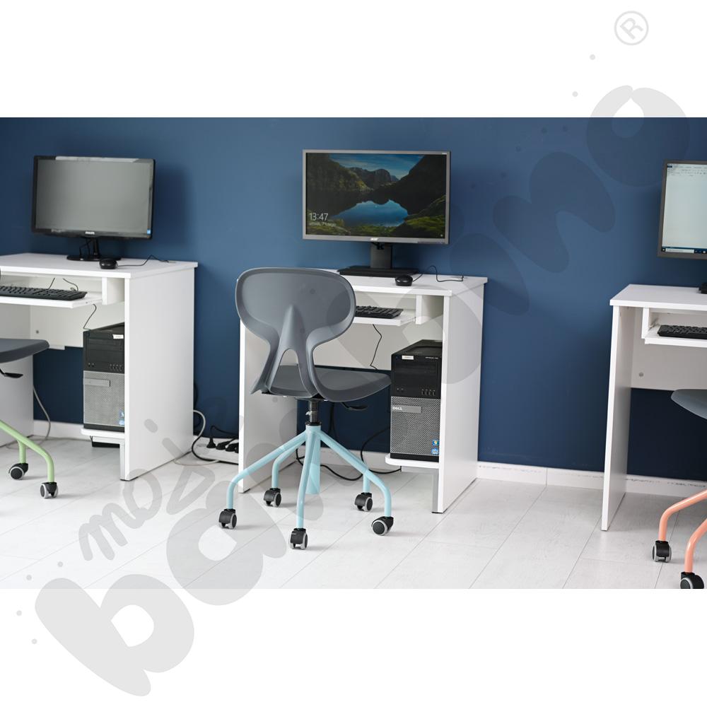 Stolik komputerowy STANDARD  z półką na komputer i szufladą na klawiaturę - biały