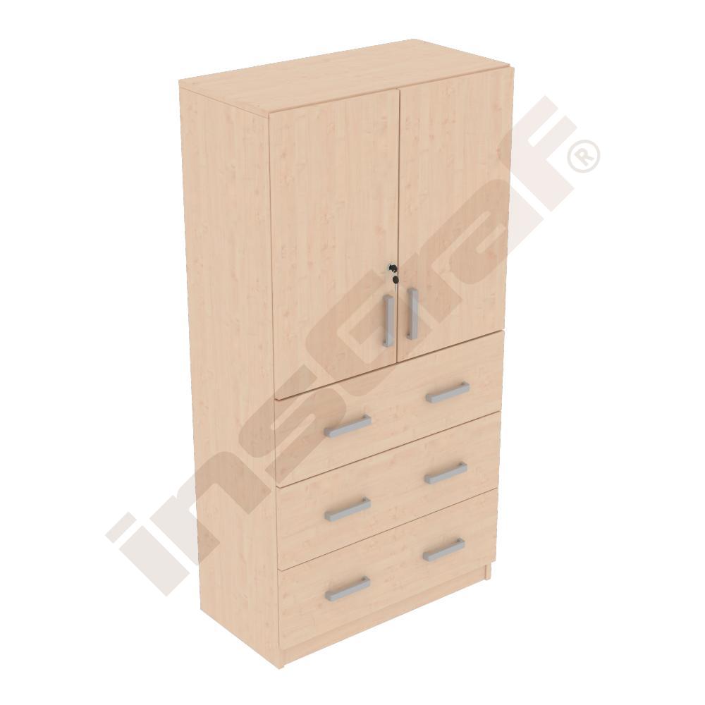 
EXPO Schrank 152 mit 3 Schubladen, auf Sockel, Bügelgriffe, Ahorn E
