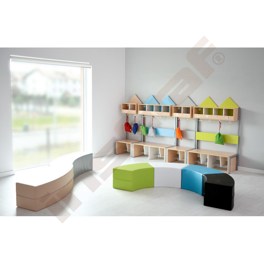 Lavička k šatně domeček pro 2 osoby, šíře 65,40 cm, javor