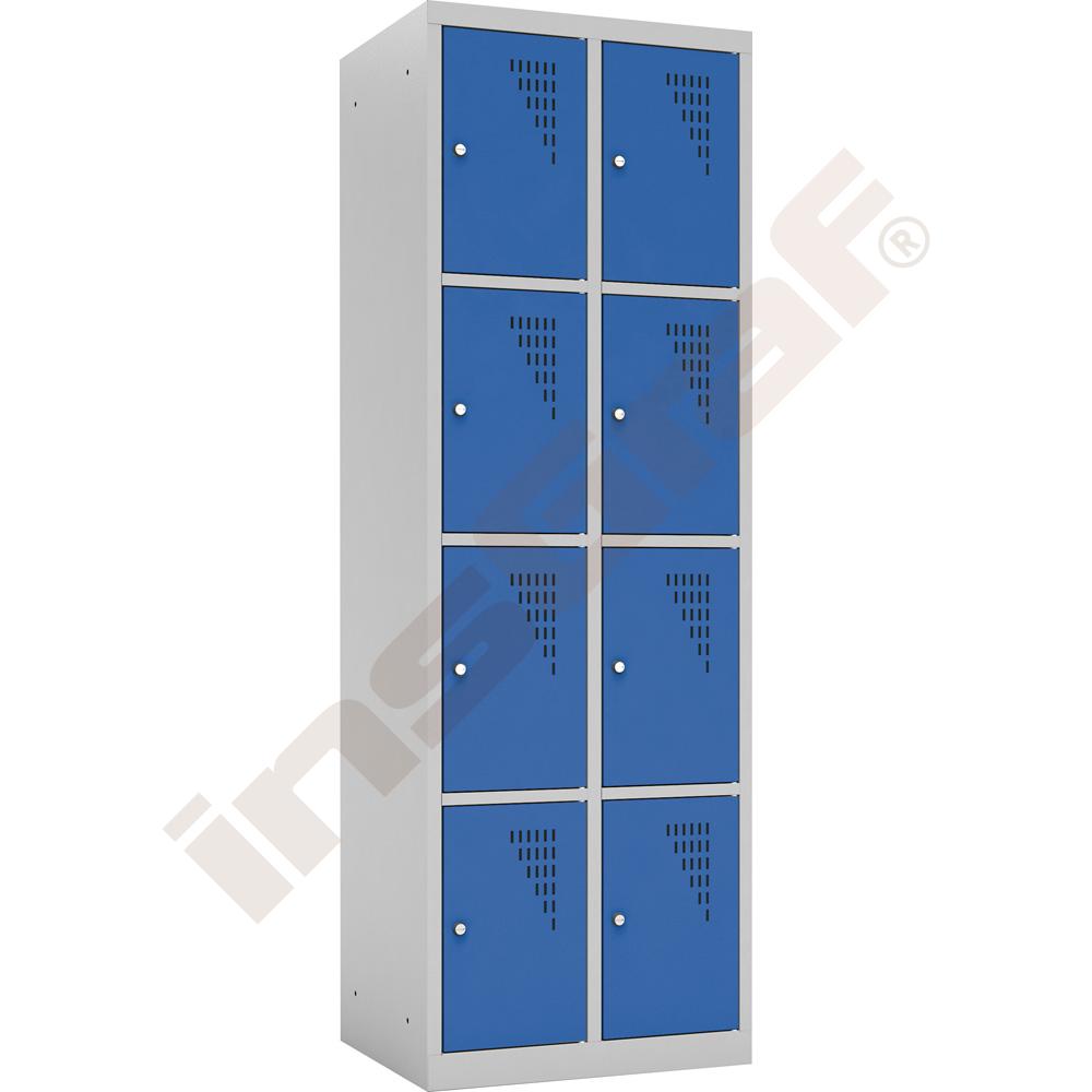 Šatní skříňka s 8 moduly, modrá dvířka 