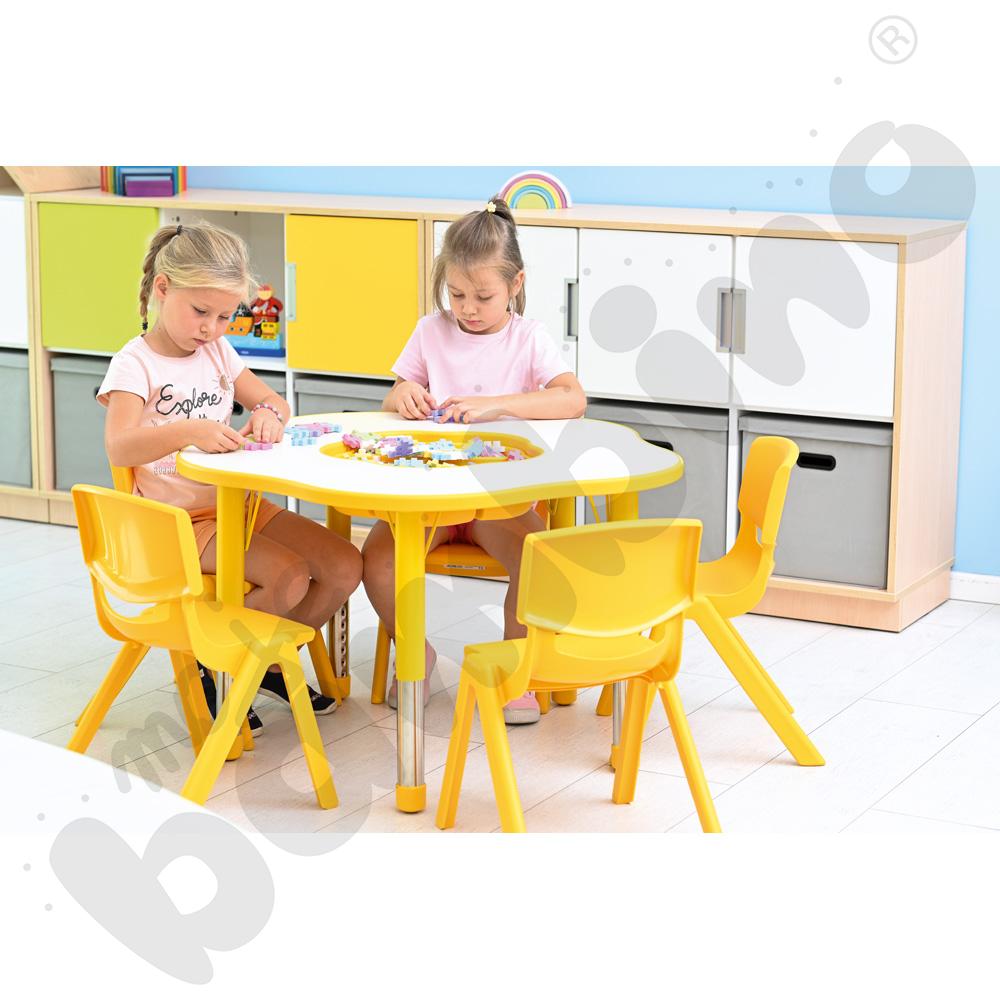 Stolik Pino z organizerem z regulowaną wysokością, rozm. 0-3 – żółty