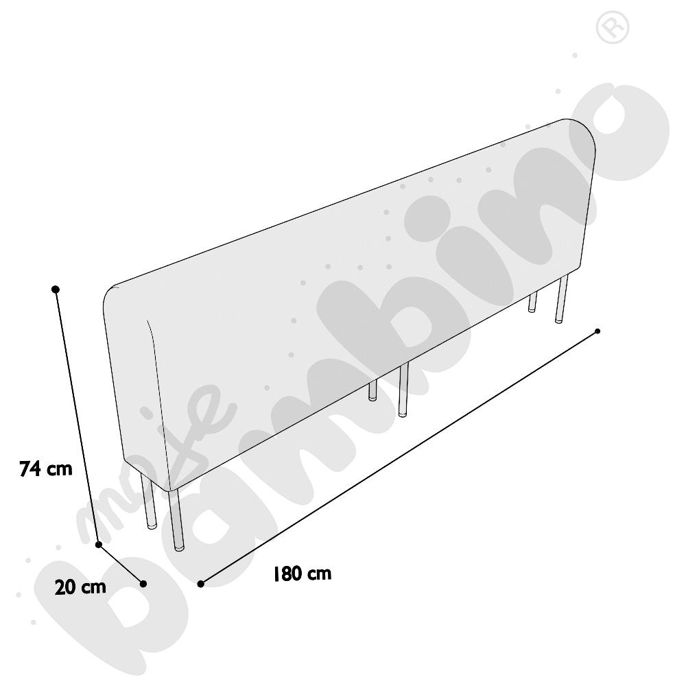 Moduł Versa 180x20x74 cm z plastikowymi stopkami, stelaż turkusowy, tkanina RO37
