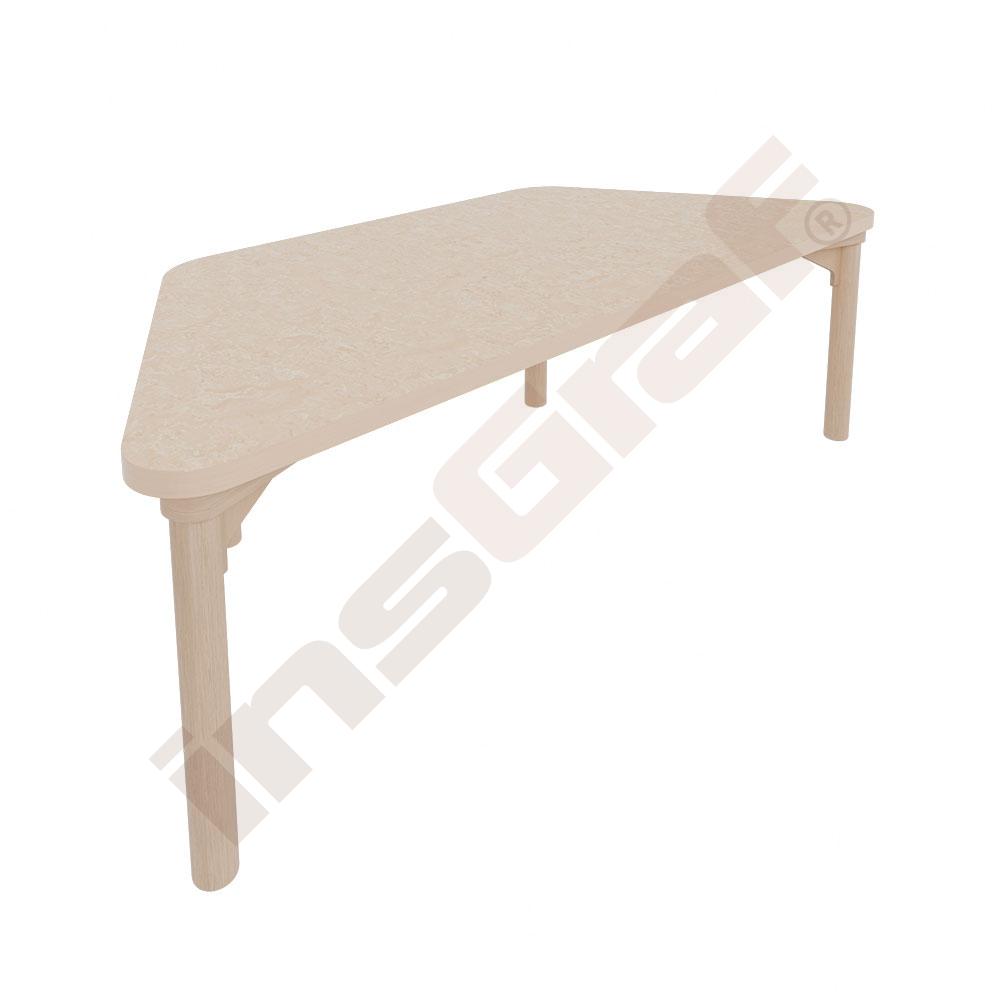 
Marcus Flüstertisch 1, Trapez 140 x 70 x 80 x 70 cm, Beine weiß, TH 46 cm - hellbeige 
