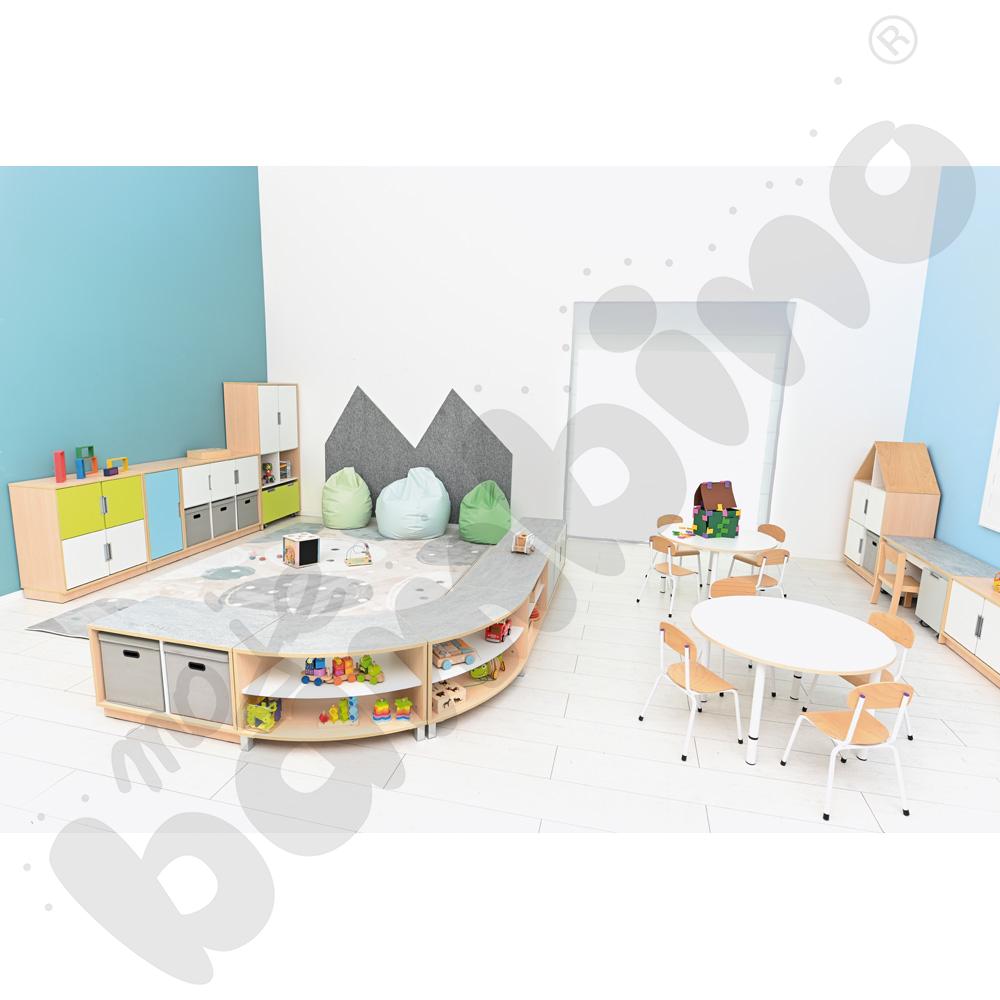 Blat Quadro biały okrągły, beżowe obrzeże