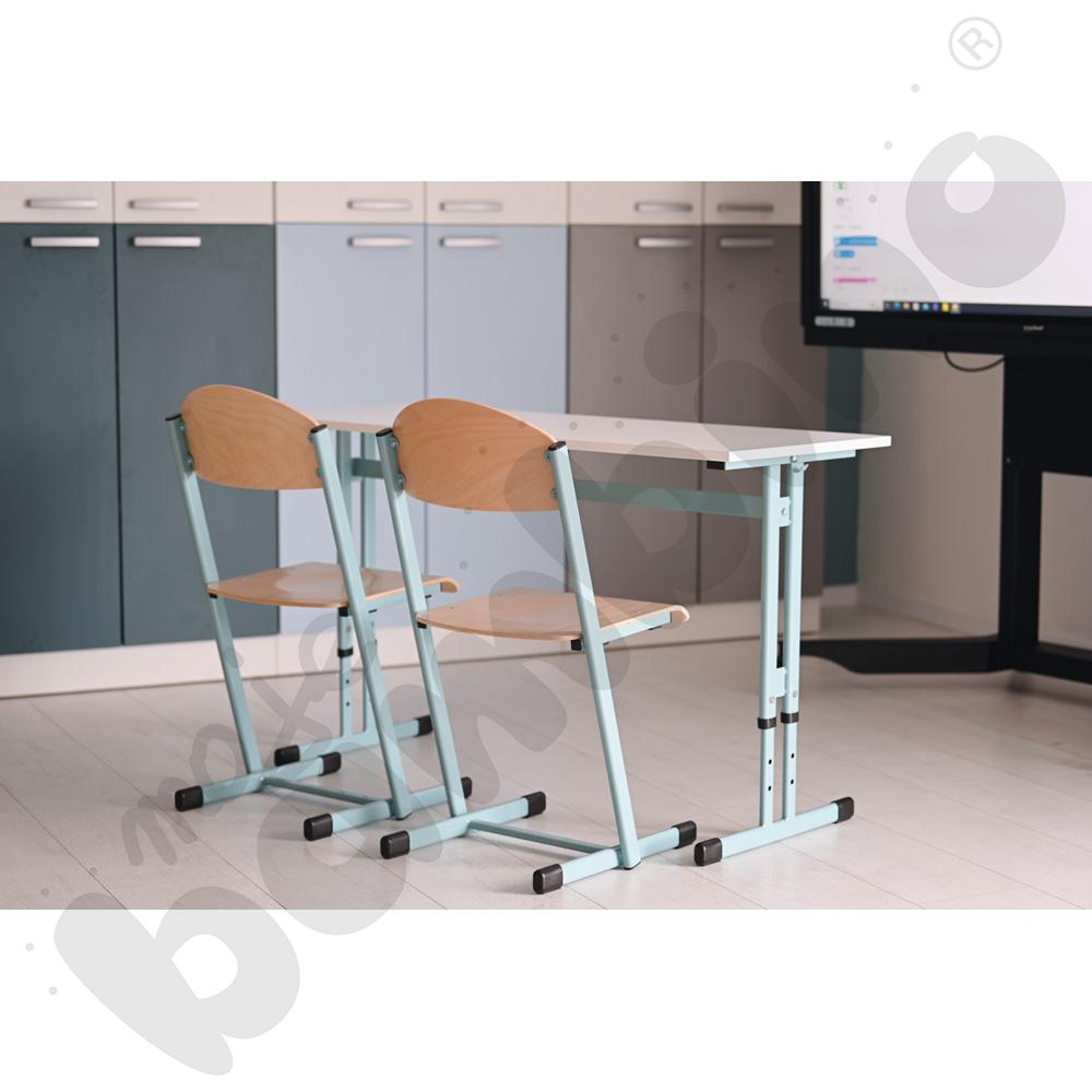 Stół IN-R 2-os. z krzesłami T, rozm. 6, turkusowe