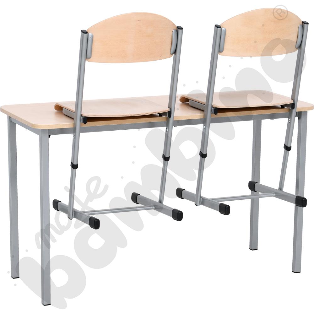 Stół Vorte 2-os. klon jasny z krzesłami T aluminium, rozm. 6