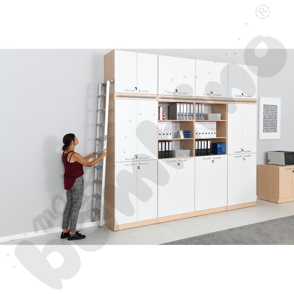 Grande - Wysoki regał z modułem do mocowania drabiny 27 - klonowo-biały