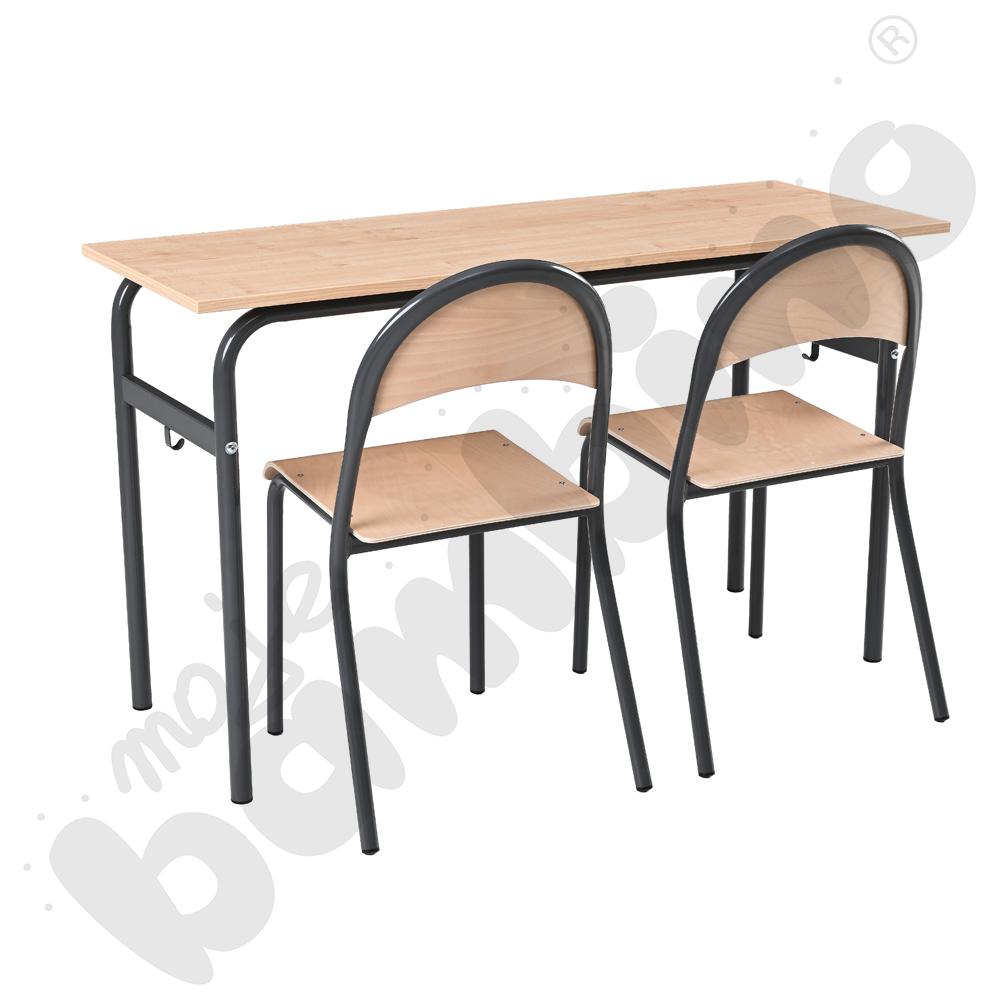 Stół Daniel 2-os. klon375 z krzesłami P, rozm. 6, antracytowy