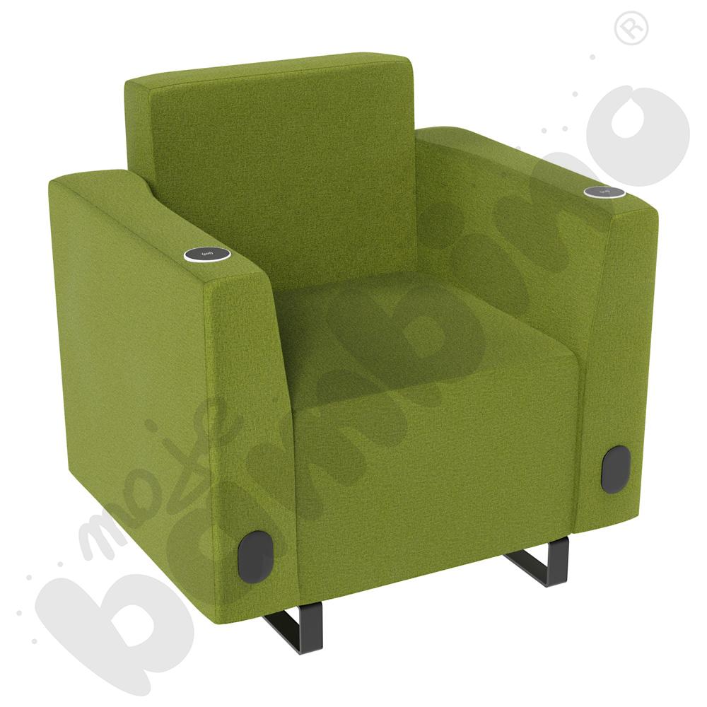 Fotel Universum wys. 82 cm, 2 boki niskie, oba z gniazdkiem elektrycznym i indukcją, tkanina KG12