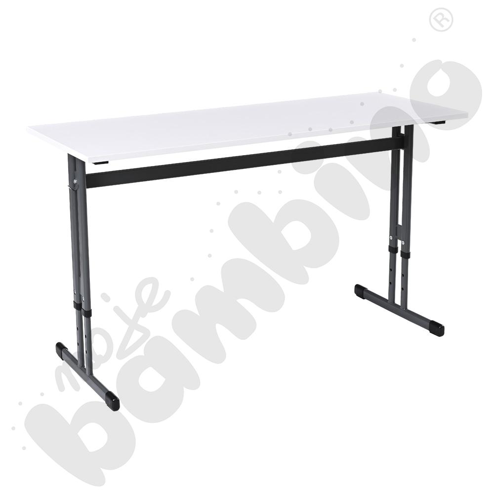 Stół IN-R 130x50 rozm. 3-7, 2-os., stelaż antracytowy, blat biały, obrzeże ABS, narożniki proste