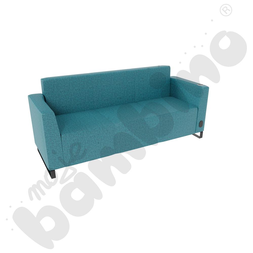 Sofa Universum 3-os. wys. 82 cm, 2 boki niskie, prawy z gniazdkiem elektrycznym i indukcją, tkanina RO22