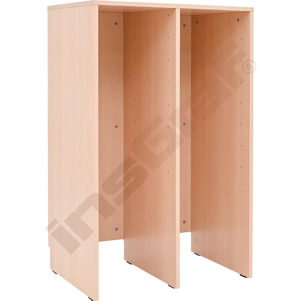 Regál Grande L bez soklu, na plastové zásobníky – 2 sloupy – světlý javor
