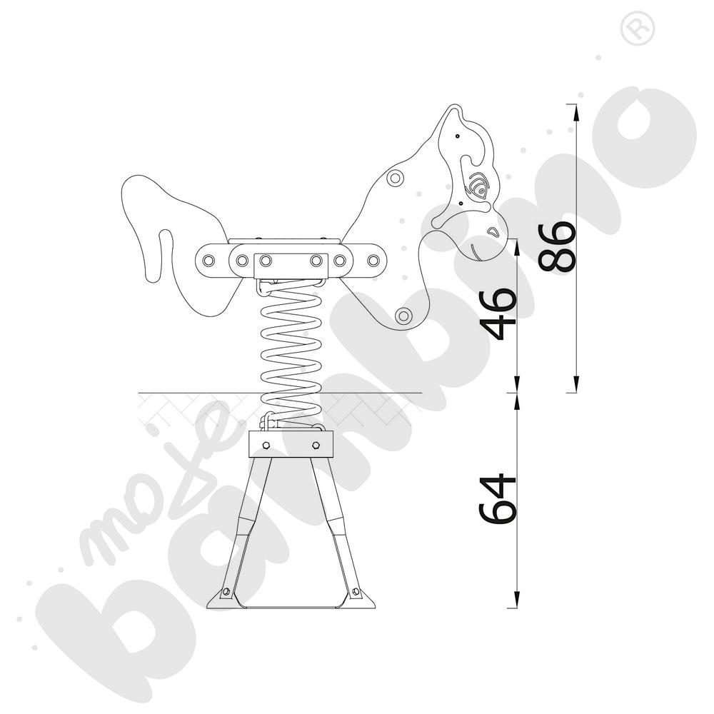 Quadro Simple - sprężynowiec Konik na podstawie metalowej